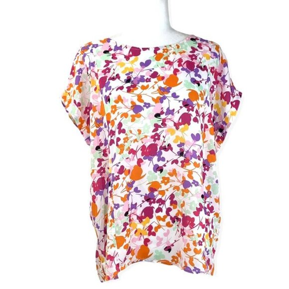 W5 Women's Top Cap Sleeve Scoop Neck Blouse Floral Size L - Picture 1 of 11